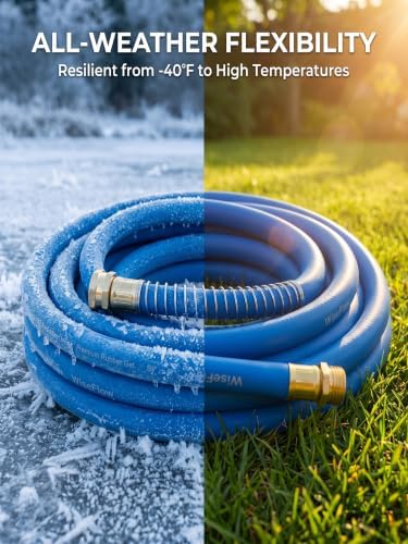 Wiseflow Garden Hose 150FT x 3/4", Heavy Duty Rubber Hose, Water Hose with Five Layered Braiding, Male Female Fittings, 1200PSI Burst, 300PSI Working for Yard, Car Wash, Pets (Blue) - Image 6