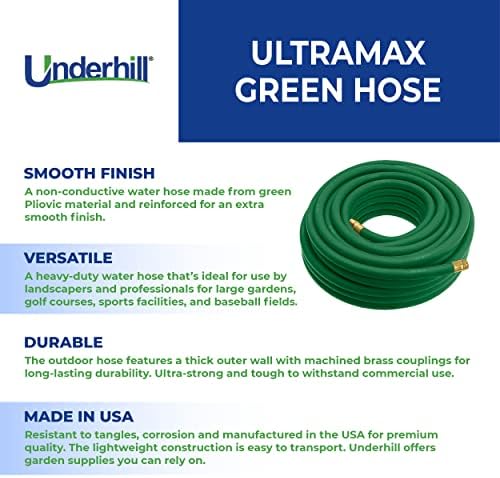 Underhill UltraMax Commercial Garden Water Hose, Lightweight, Heavy-Duty, Anti-Kink, Non-Conductive, 800 psi, H75-125G, ¾ Inch x 125 ft, Green - Image 3