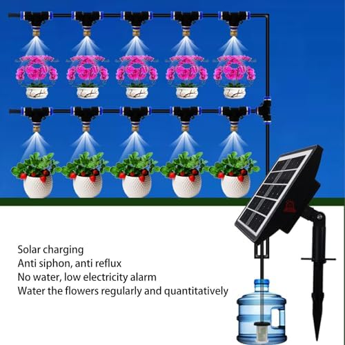 YUYTE Solar Irrigation System, Solar Powered Spray Irrigation System Kit with Timer Mode - IP67 Automatic Self Watering for Greenhouses, Gardens, and Lawns - Image 5