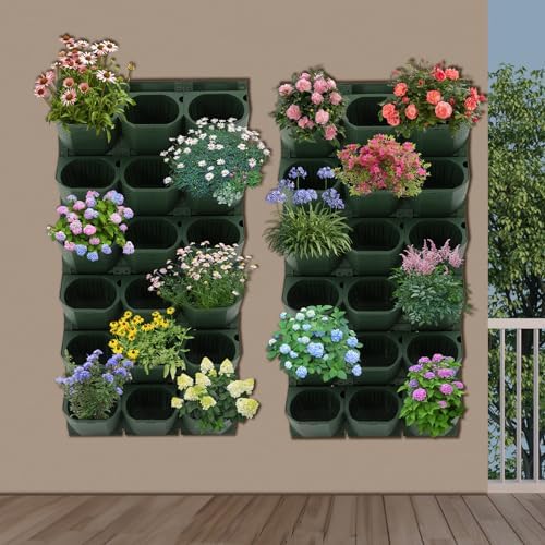 36 Pots Vertical Garden Planter Self Watering Vertical Wall Planter Wall-Mounted Stackable Hanging Planters for Indoor/Outdoor (Green) - Image 3