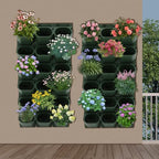 36 Pockets Vertical Wall Planter, Wall Mounted Flower Pot Holder with 180LB Capacity,10.56 oz Self Watering Pots & 36 Non-Woven Bags for Indoor Outdoor Herbs,Flowers,Strawberries (Army Green) - Image 3