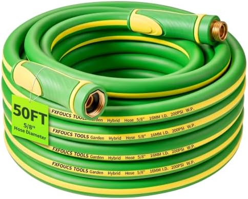 Garden Hose 50ft x 5/8", Heavy Duty Water Hose, Kink Resistant by FXFOUCSTOOLS