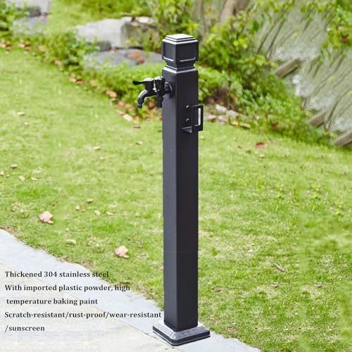 Freestanding Garden Water Column with Faucet,Outdoor Stainless Steel Frost Proof Square Water Column Garden Hose Holder,Yard Water Dispenser Hydrant Water Feature Fountain,for Garden Irrigation - Image 4