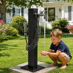 Outdoor Water Column with Faucet, Garden Water Column Freestanding with Spray Gun, Yard Hydrant Stainless Steel, Outdoor Water Spigot with Dual Inlet, for Irrigation Washing (37.4in) by YourHomeYourCozySpace