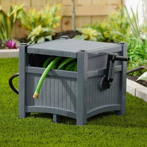 Suncast 2 Pack Hideaway Garden Hose Reel, Holds 100' of 5/8" Standard Vinyl Hose, Cyberspace Grey - Image 4