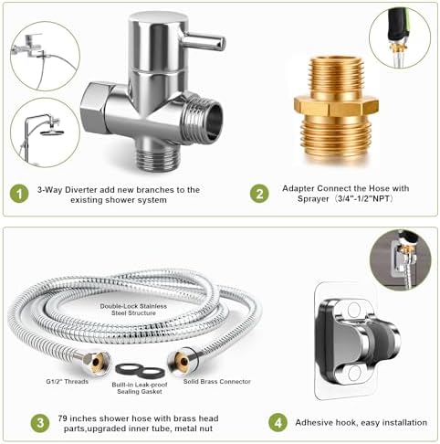 Dog Shower Attachment, Dog Washing Hose Attachment Indoors, Garden Hose Nozzle Sprayer with Soap Dispenser and Grooming Glove - Image 4