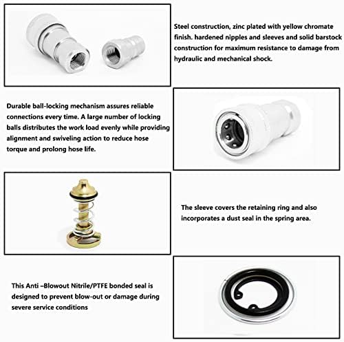3/8" NPT ISO 7241-B Hydraulic Coupler,CEKER Quick Connect and Disconnect Hydraulic Tractor Coupling - Image 4