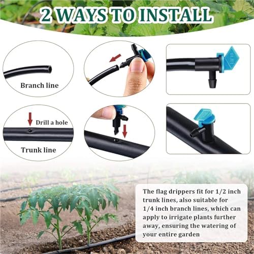 Drip Emitter 150 Pieces Irrigation Drip Emitter Garden Flag Dripper Trees and Shrubs(ColorA) - Image 5