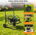 VINGLI 2-Wheel Garden Hose Reel Cart, Freestanding Water Hose Reel for Outside with Heavy Duty Portable Rolling Design Metal, 200FT Capacity for 3/4" Hose for Outdoor Use (Black) - Image 2
