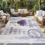Lavender Flower 3x5 Waterproof Outdoor Rug with Non‑Slip Backing Watering Can Purple Old Postcard Wood Machine Washable Deck Patio Rug Mat for Camping, RV, Garden, Balcony Pool - Image 2