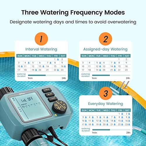 Programmable Water Timer with Flow Meter for Garden Hose, Eco Mode, Manual Watering, Rain Delay, Child Lock, for Lawn, Yard, Pool, Mist System - Image 5