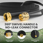 Giraffe Tools Garden Hose 25FT Lightweight Lay Flat Water Hose Kink Free Flexible Hose with 9 Spray Function Nozzle（Black） - Image 4