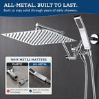 G-Promise All Metal 12 Inches Rainfall Shower Head with Handheld Combo - Image 3