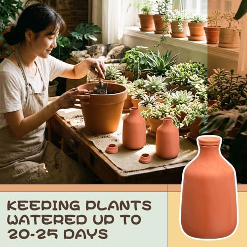 DoubleFill Ollas Terracotta Watering Pots, 100 oz, 2 Pcs - Image 5