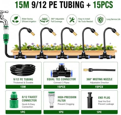 Garden Misting System Tee Nozzle - Greenhouse Humidifier Atomizer Watering Kit for Efficient Plant Irrigation and Optimal Growth - Image 2