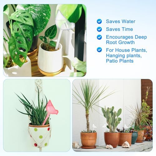M METERXITY 6-Pack Plant Watering Globes, 9.8 Inch Plastic Bird Shape Self Watering Planter Insert for Indoor/Outdoor Pots, Self Water Devices Decorative Garden Stake [Transparent/Pink] - Image 6