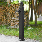Outdoor Faucet Column Column Garden Water Faucet Decorative Courtyard Post with Dual Water Outlet Floor Mounted Feature for Irrigation Washing(116cm/45.67in) by Home