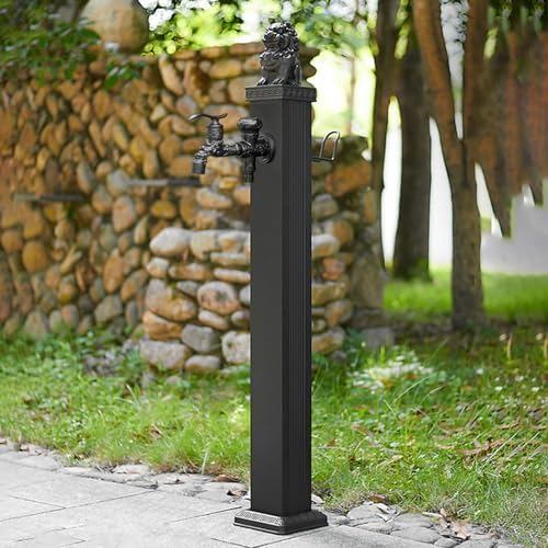 Outdoor Faucet Column Column Garden Water Faucet Decorative Courtyard Post with Dual Water Outlet Floor Mounted Feature for Irrigation Washing(116cm/45.67in) by Home