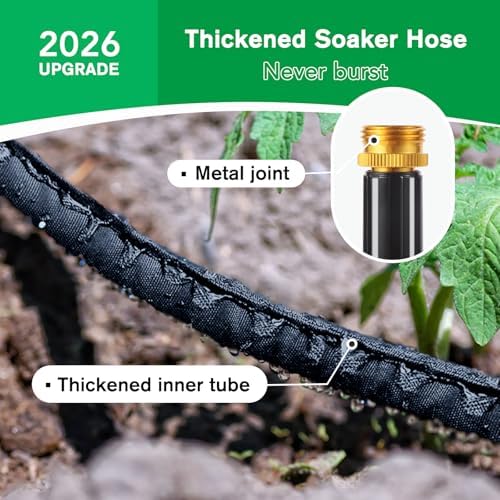 Thickened Flat Soaker Hose 100 ft, Flat Drip Irrigation Hose for Garden, 100/50/25 ft Lawn & Patio Watering System - Heavy Duty, Leak Proof, Flexible, Easy Setup(100FT(50 * 2)) - Image 2