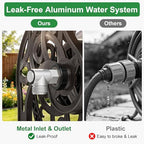 Garden Hose Reel Wall Mount Metal, Holds 125 ft x 5/8" Decorative Water Hose Holder for Outside Storage, Heavy Duty Aluminum Frame w/Shelf, No-Leak Aluminum Water System, Easy Assmbly, Dark Bronze - Image 5