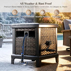 150FT Wicker Rattan Garden Hose Reel Hideaway Storage Deck Box, Metal Frame - Image 7
