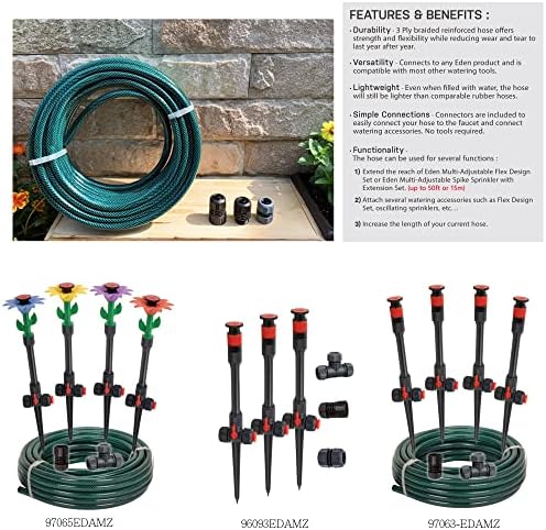 Eden 50 Ft Garden Hose and 10-Piece Hose Connector Set for Sprinkler Systems - Image 4