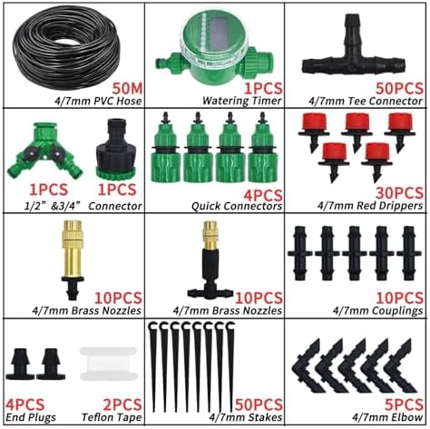 Garden supplies 5-100m Garden Watering Hose 4/7mm PVC Micro Irrigation Pipe Drip Irrigation Tubing Sprinkler 1/4'' Lawn Balcony Greenhouse Nozzle(KIT002-50M-B) - Image 2