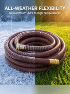 Wiseflow Garden Hose 150FT x 3/4", Heavy Duty Rubber Hose, Water Hose with Five Layered Braiding, Male Female Fittings, 1200PSI Burst, 300PSI Working for Yard, Car Wash, Pets (Brown) - Image 6