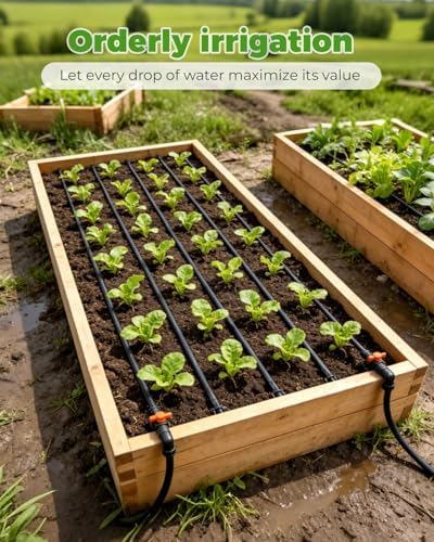 1/4" Drip Irrigation Tubing with 6" Emitter Spacing, (250 Ft Roll) Hydroponics Dripline with Built-in 0.5 GPH Dripper, Saving 80% Water, Drip Line for Garden Beds and Dense Planting Areas (Black) - Image 6