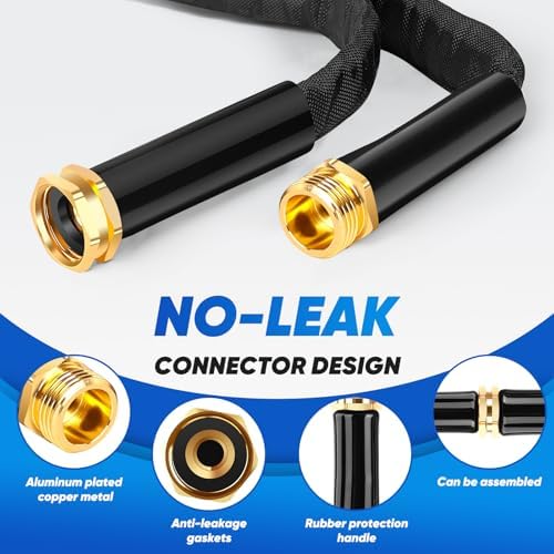 Garden Hose 100ft Lightweight, Non-Expanding, Leak-Proof Metal Connector, No-Knot No-Tangle, Easy to Store and Carry, Wear-Resistant, 3/4GHT Flexible Water Hose for Yard, Outdoor (Black) - Image 4