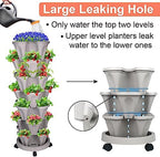 GameXcel Vertical Planter Tower - 7 Tier Stackable Garden Planters with Wheels and Tools Plant Pots for Strawberry Herb Flower and Vegetable Indoor Outdoor Use Gray - Image 3