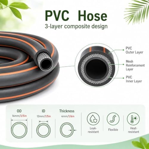 Garden Irrigation Flexible Fine Misters for Outdoor Plants Yard Lawn, Adjustable Sprinkler Nozzle with 360 Flexible Hose(50m/164ft) - Image 3