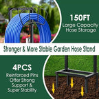 Garden Hose Holder, Heavy Duty Water Hose Holders, Sturdy Metal Hose Stand, Hose Organizer, Water Hose Hanger Rack, Hose Reel Storage Stake hold 150Ft Water Hoses, for Patio, Lawn, Garden - Image 5