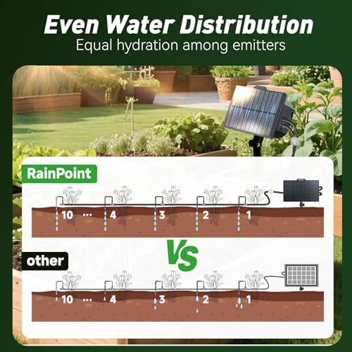 RAINPOINT Easy-Setup Solar,Rechargeable,USB-C Powered Automatic Drip Irrigation Kit System for Garden Outdoor/Indoor,Plant Waterer Device Balcony Patio Grow Tent Greenhouse Indoor Water 10-20 Plants - Image 4