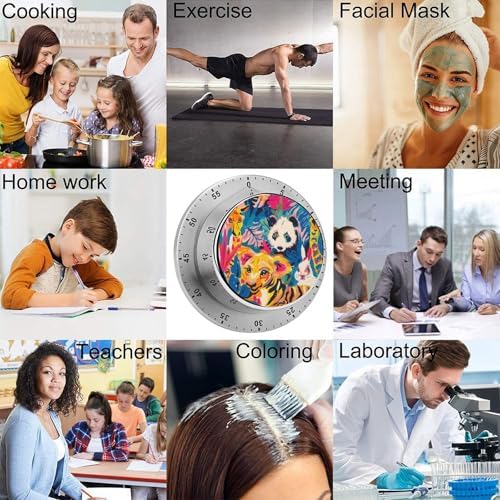 Mechanical Kitchen Timers for Cooking,Tropical Animal Pattern Printed 60 Minute Magnetic Countdown Timer,Cute Cooking Timers with Alarm,Stainless Steel Time Timer Manual No Batteries Required - Image 5
