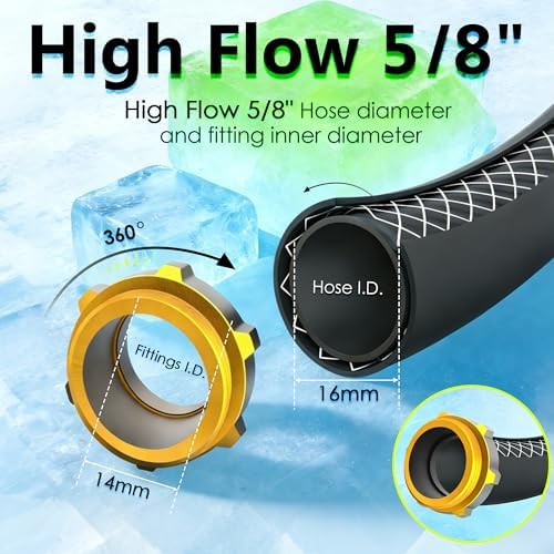 5/8 IN. × 90FT. Heavy Duty Rubber Garden Hose, High Flow 5/8" I.D. Brass Fitting No Memory Durable Heavy Duty Water Hose for Watering, Irrigation, Water Transfer Pump - Image 2