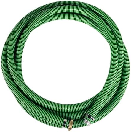 Gloxco Heavy Duty EPDM All Weather Suction Hose Assembly, Black Tube, Lime Green Helix, 1-1/2" Inside Diameter with Male x Female NPSM Pinlug Fittings Installed, 30 ft Length - Image 2
