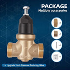 Upgraded 1" Brass Pressure Reducing Valve，Water Pressure Regulator for home with Double Union FNPT Connection - Stainless Steel Strainer Screen (1 inch) - Image 5