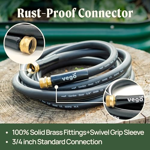 Vego Garden Leader Hose 100ft with Brass Thread and Swivel Grip Sleeve, 5/8" Leader Garden Water Hose with Male to Female Fittings for Garden & Yard - Image 4