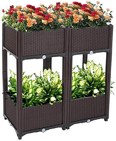Set of 4 Raised Garden Bed for Vegetables Elevated Planter Box with Legs Outdoor Patio Flower Herb Container Gardening by Unknown