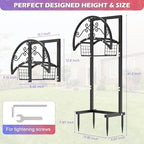 OLV Garden Hose Holder, Freestanding Water Hose Holder Stand with Storage Basket Holds 150-ft Pipe, Heavy Duty Outdoor Decorative Metal Hose Storage Hanger Rack for Outside Yard Lawn Farm - Image 5
