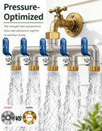 5-Way Garden Hose Splitter, Heavy-Duty Brass, 3/4" GHT, Blue - Image 6