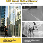 24FT Reach Telescopic Gutter Cleaning Tool, 8-15FT Gutter Cleaner from the ground with 360°Rotatable Duckbill Metal Head, Shut Off Valve, Leak-Proof Gutter Cleaning Wand for Garden Hose - Image 6