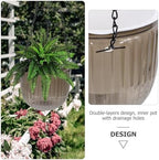 Resin Hanging Planters for Indoor Outdoor 2 Pack with Chains Self Watering - Image 7
