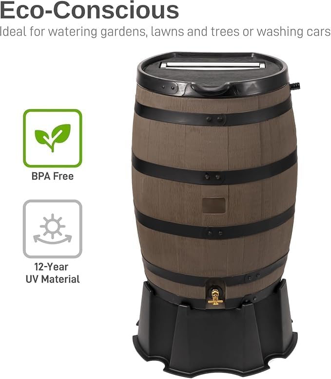 55-Gallon Rain Barrel Stand, Made from 100% Recycled Material, Black - Image 6