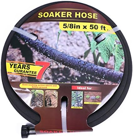 Taisia 5/8" Soaker Hose 50 ft Round Rubber Garden Soaker Hoses, Heavy Duty Drip Hose for Watering Irrigation, Water Seeper Soaker Hoses for Garden, Lawn and Plants by Taisia