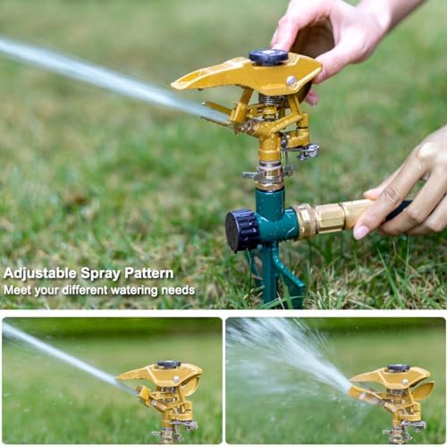 FANHAO 100% Metal Lawn Sprinklers for Yard, 360° Adjustable Spray Pattern - Image 5