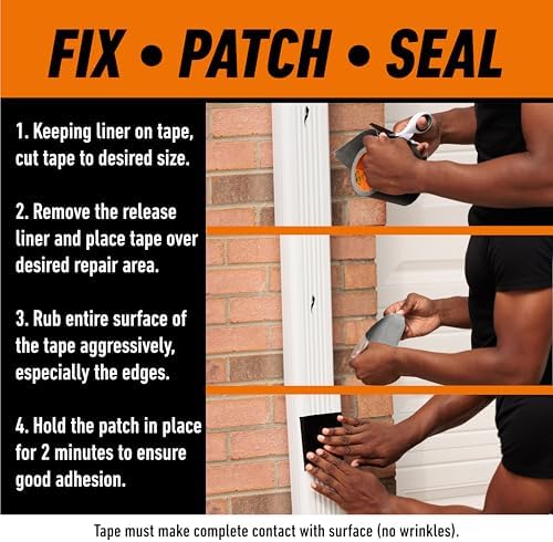 GORILLA Waterproof Patch & Seal Tape, Black Tape, 4" x 10' (Pack of 3) - Permanent Weather Resistant Seal for Leaks and Repairs - Image 4