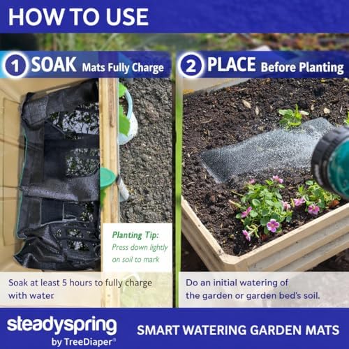 SteadySpring® Smart Watering Garden Mat for Raised Garden Beds 30-Day Irrigation Auto Refills with Rain for Gardens, Tomato Plants, Flowers (2-Pack) - Image 3