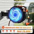 Retractable Garden Hose Reel 100 FT 1/2 IN for Outside, Upgraded 10 Spray Patterns, Heavy Duty Automatic Water Hose Reel with Any Length Lock, Wall Mount, Pro Guide System, 180° Swivel - Image 2